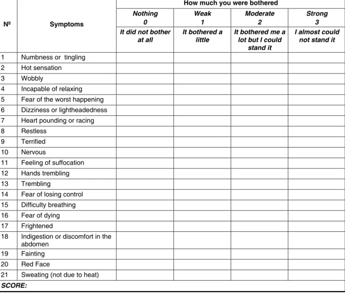 Figure 3 – Beck Anxiety Inventory