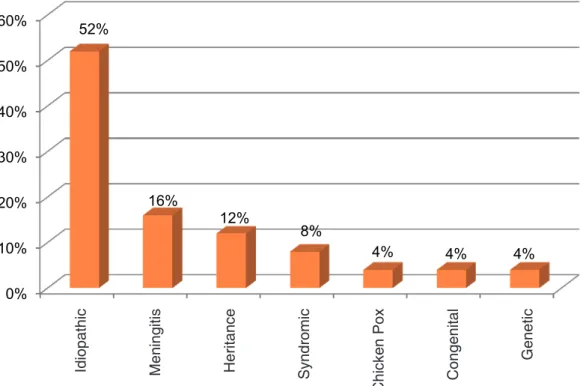Figure 2 – Etiologic proile of the subjects participating in the study  0%10%20%30%40%50%60%52%16%12%8%4%4%4%