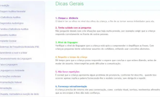 Figure 3 – Subsection Speech and Language: General Tips
