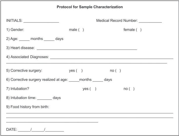 Figure 2 – Protocol for sample chacacterization used to colect data in medical report