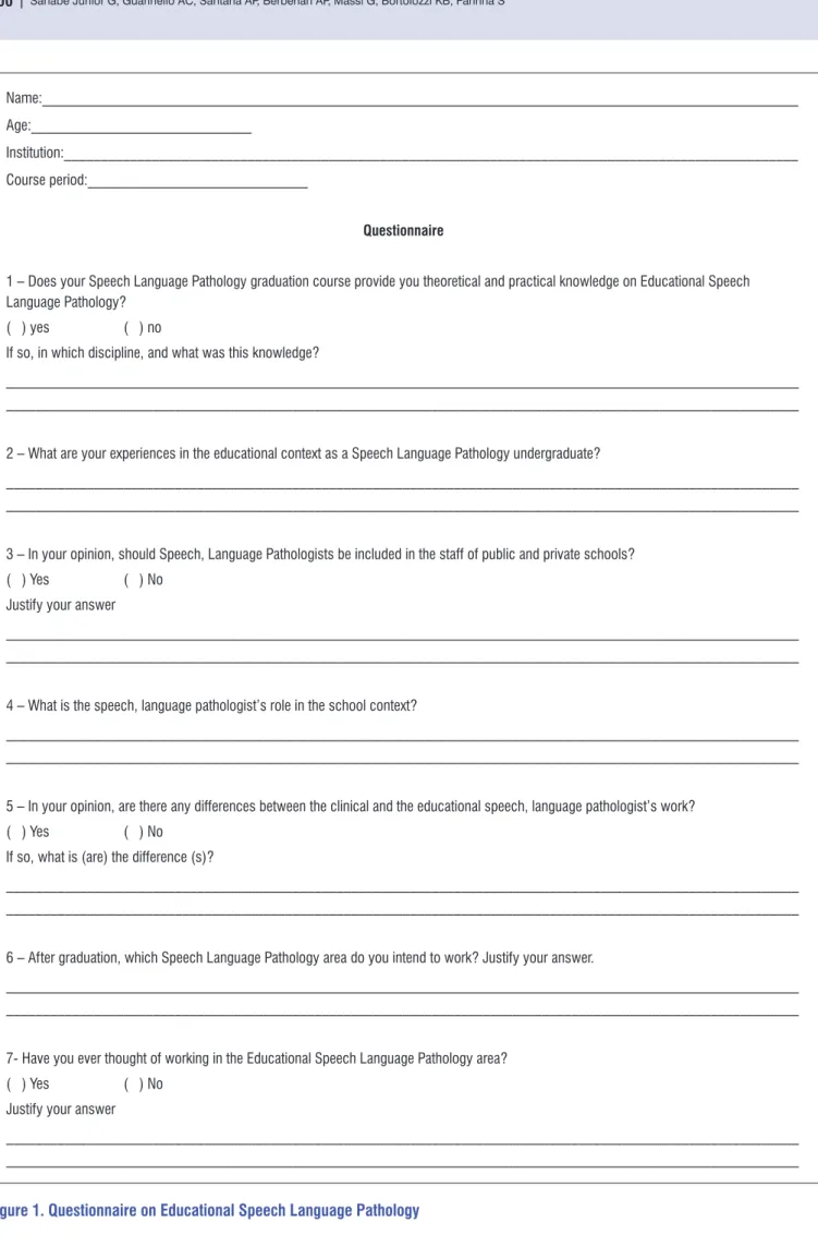 Figure 1. Questionnaire on Educational Speech Language Pathology