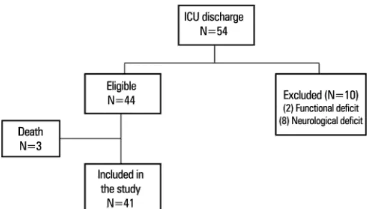 Figure 1 - Flowchart of the patients included in the study.  ICU - intensive care unit .