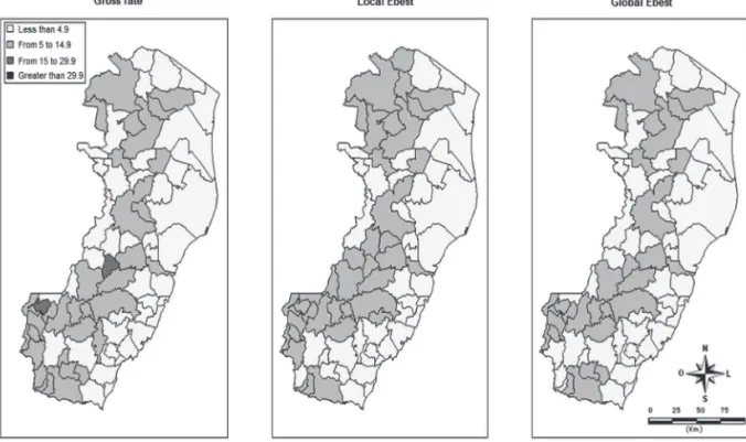 Figure 1 Map of global rates according to Local and Global EBest analyses.