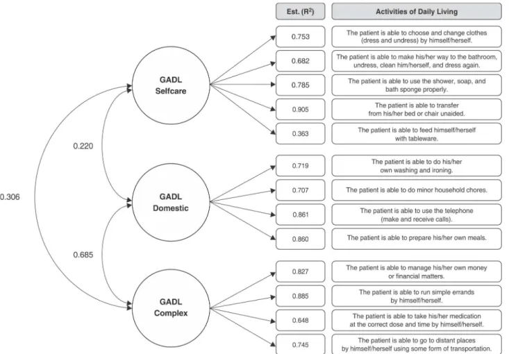 Figure 1 Confirmatory factor analysis of the General Activities of Daily Living Scale.