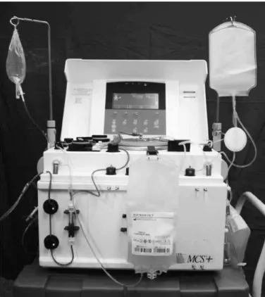 Figure  1  –  Haemonetics  MCS+  9000 ®   cell  separator  and  994-CFE   apheresis-specific set (Haemonetics Corp., MA, USA).