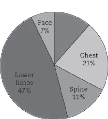 Figure 1 - Graphical expression of the undiagnosed injuries  according to body segment (UL, upper limbs; LL, lower  limbs)