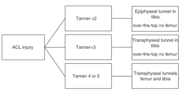 Fig. 1 – Protocol for choosing the surgical technique, according to age and Tanner’s sexual maturity score.