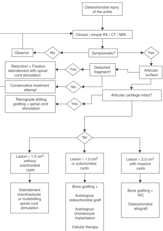 Fig. 9 – Diagnostic and treatment flowchart for osteochondral lesions of the talus, based on the literature.
