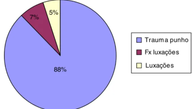 Figura 1 – Gráfico referente ao total percentual dos prontuários, segundo as patologias.