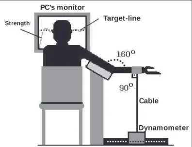Fig. 1 – Accelerometer and axles defined as to the  di-rections of the measured accelerations (X – lateral  vi-brat ions of  t he m uscular fibers; Y – longitudinal  vibra-t ions of  vibra-t he m uscular f  i-bers)