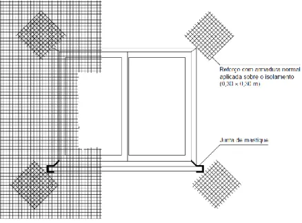Figura 2.27 - Reforço da armadura no contorno dos vãos da fachada [4] 