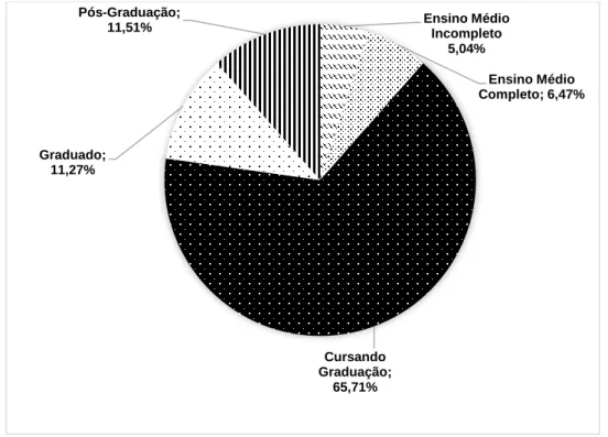 Gráfico 4 – Porcentagem dos entrevistados conforme o nível de escolaridade 