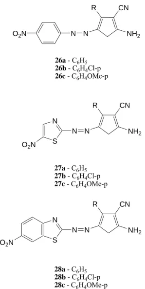 Figura 1.9 – Estrutura dos corantes azo heterocíclicos derivados de 4-aril-2-aminotiofenos