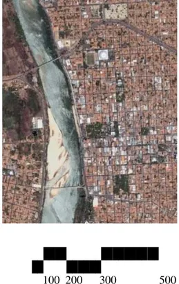 Figura 9: Imagem de satélite do centro original da  cidade em 2008. Adaptado de Google Earth