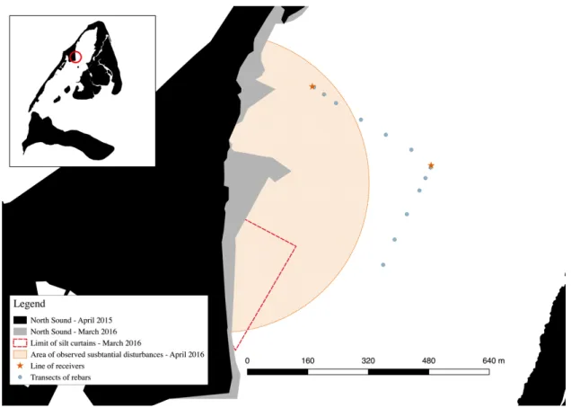 Fig.  9.  Context  of  the  detection  range  testing  performed  within  the  study  area  in  May  2016,  North  Sound, Bimini Islands, Bahamas