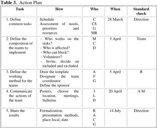 Table 3.  Action Plan 