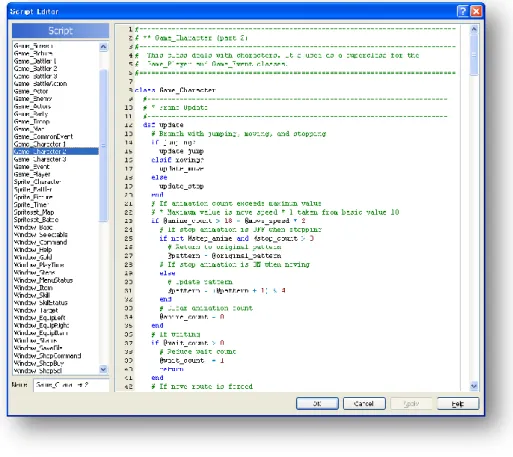 Fig 2. 9 – Screenshot from the script editor of RPG Maker XP. 