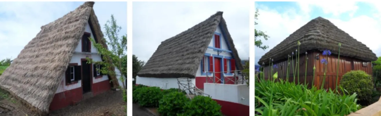 Figure 2. Vernacular houses of Madeira: “Fio or Empena”, “Meio-Fio” and “Redonda” house types  3