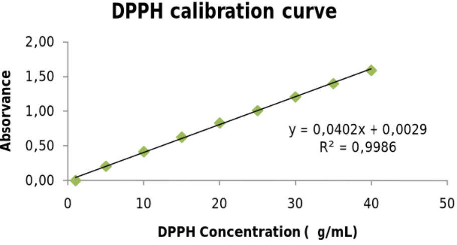 Graphic 2.1 – DPPH calibration curve 
