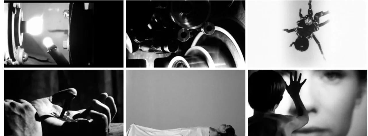Fig. 9 , 10, 11, 12, 13 e 14 – Persona (1966), de Ingmar Bergman: sequência inicial de imagens  elaborada através da sobreposição e da montagem cinematográfica