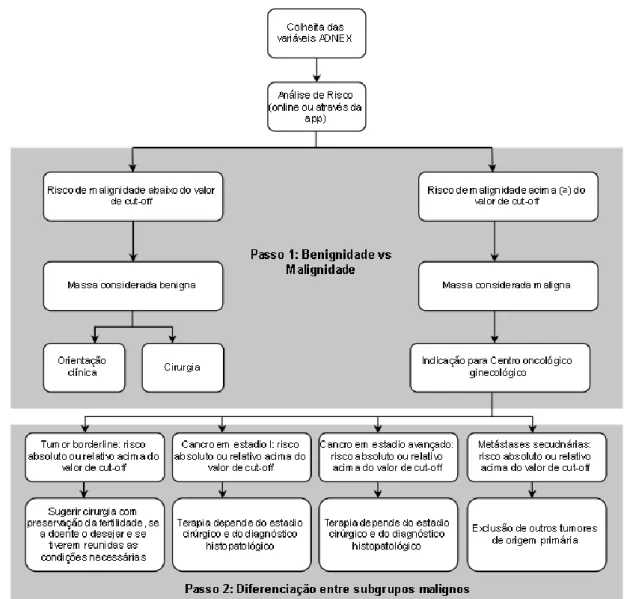 Figura 8 – Exemplo da abordagem em dois passos para uso clínico dos riscos previstos pelo modelo ADNEX