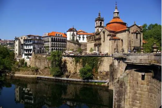 Figura 2 - Rio Tâmega, Mosteiro de São Gonçalo, Ponte de São Gonçalo. (Fonte: web 2) 