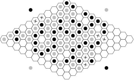 Figura 1.2: Tabuleiro de Hex parialmente preenhido.