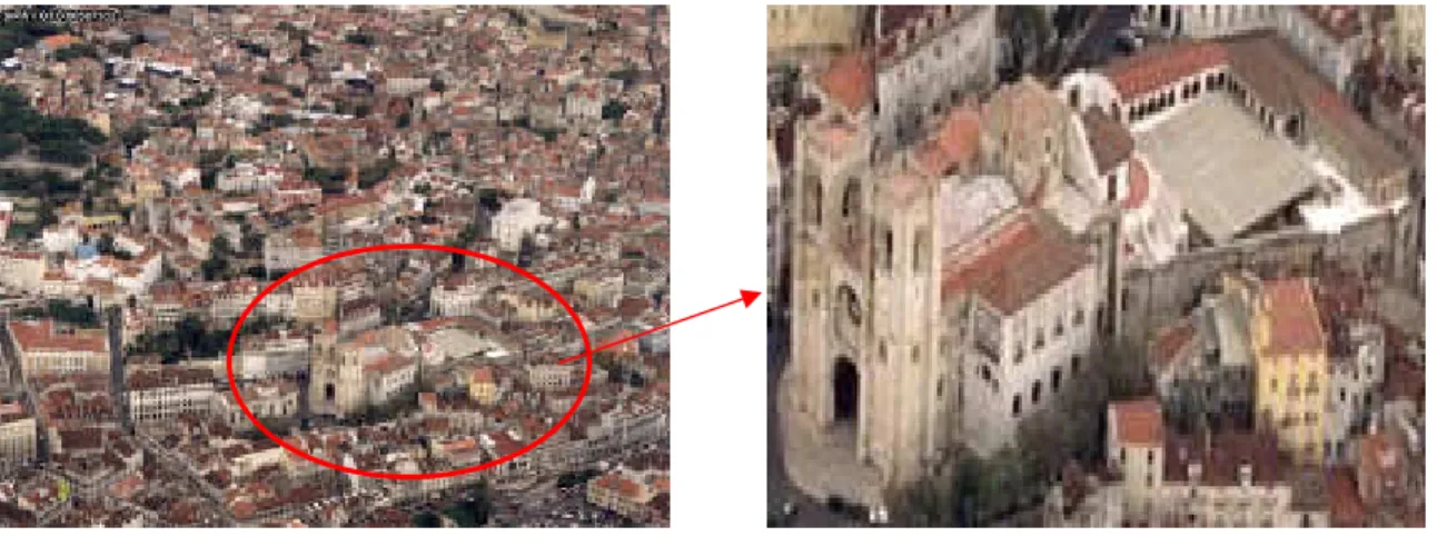 Figura 1: Localização da Sé de Lisboa no casario do morro do Castelo (in 