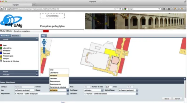 Figura 3.3 - Página de visualización de espacios de la aplicación MapUAlg para administradores