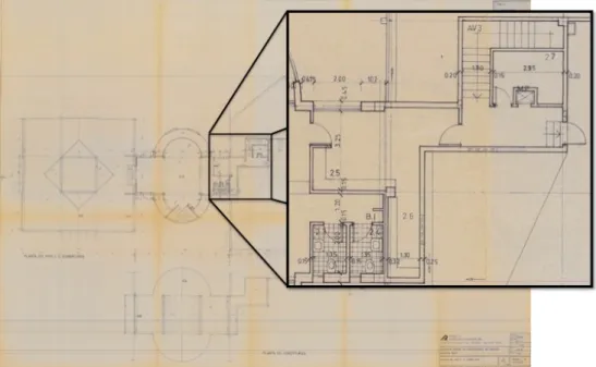 Figura 3.4 - Plano arquitectónico en papel de un edificio de la Universidad 