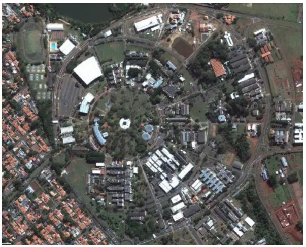 Figura 3.1: Foto de satélite da região da Unicamp onde foram realizadas as medidas.