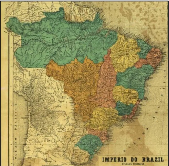 Figura 3: Mapa do império do Brasil,  Fonte: Atlas do Império, 1868, p. 40. 