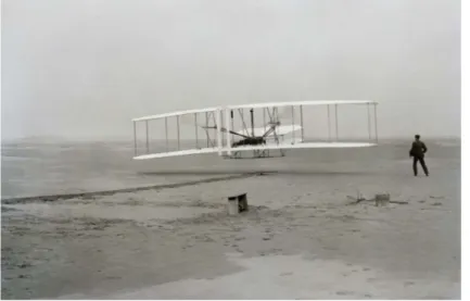 Figure  1.  Orville  and  Wilbur Wright  flew  the  Wright  Flyer  I,  the  first  air- air-plane, on December 17, 1903 at Kitty Hawk, North Carolina [4].