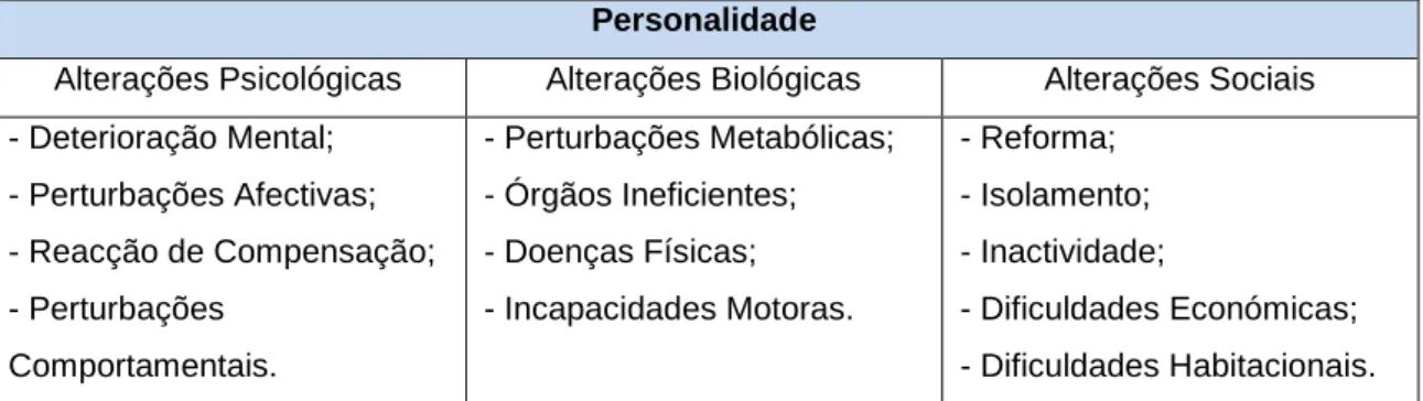 Figura nº 1 - Principais implicações bio-psico-sociais do envelhecimento 