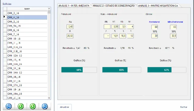 Figura 26 - DECMAvi: Janela da ficha individual do edifício 4 em 2016, separador análise 2 – Estado de  conservação