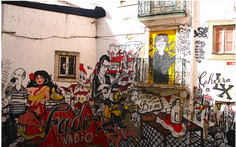 Figura 11 – Colecuvo de arustas, “Fado Vadio” (pormenor do mural), Lisboa