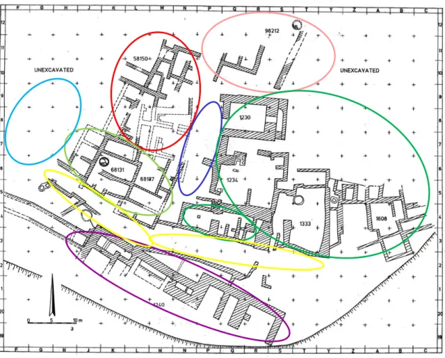 Figura 4 - Mapa da área R de Bet-Chan, com as diferentes áreas em destaque, durante o século XV e início do  XIV a.C