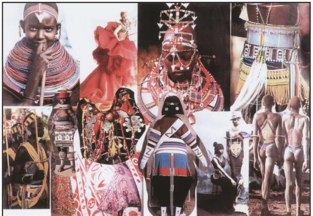Figura 4 - Painel de pesquisa inspirado em costumes decorativos africanos (Seivewright, 2012, p