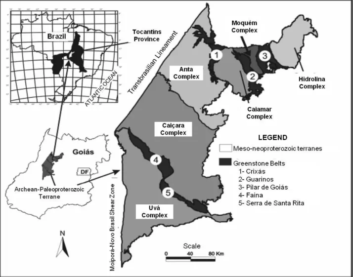 Fig. 2. Simplified geologic map of the Archean-Paleoproterozoic Terrane in Goiás (Pimentel et al., 2000)