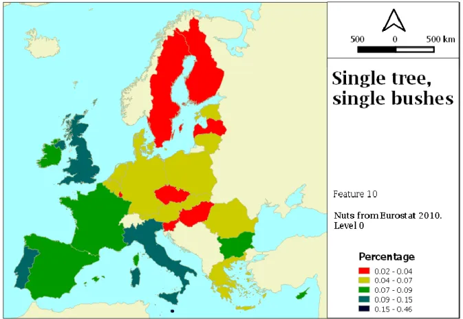 Figure 20. Single trees and single bushes cover (hectares). 