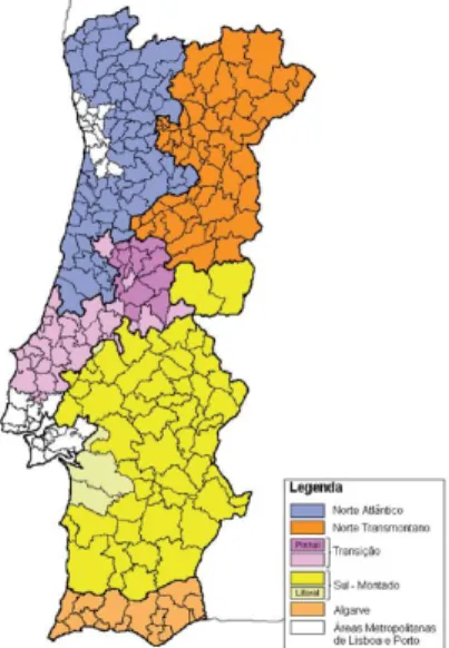 Figure 23. Portuguese agroforestry zones (adapted from Reis et al. 2014) 