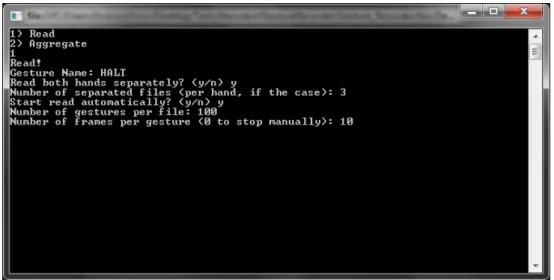 Figure 4.2: Example of the initial settings of a gesture being recorded