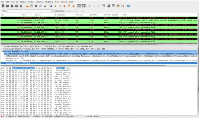 Figure 2.2: Example of a signature used by Wireshark to identify an HTTP packet.