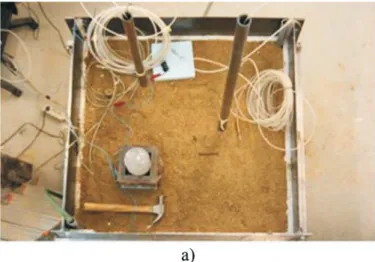 Figure 2 - CemSoil Box: a) CemSoil sample ready for testing; b) View after testing.