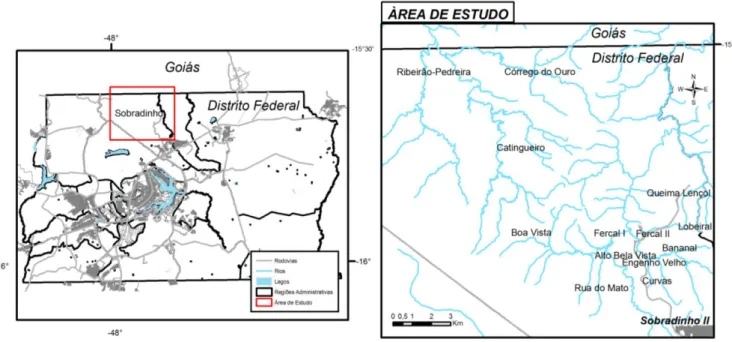 Figura  7.  Localização  aproximada  da  área  da  Fercal  e  das  comunidades  que  a  conformam