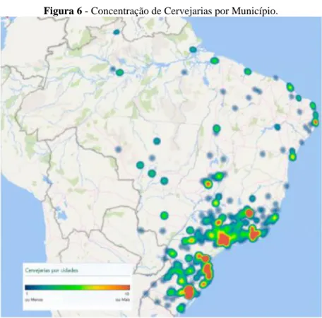 Figura 6 - Concentração de Cervejarias por Município. 