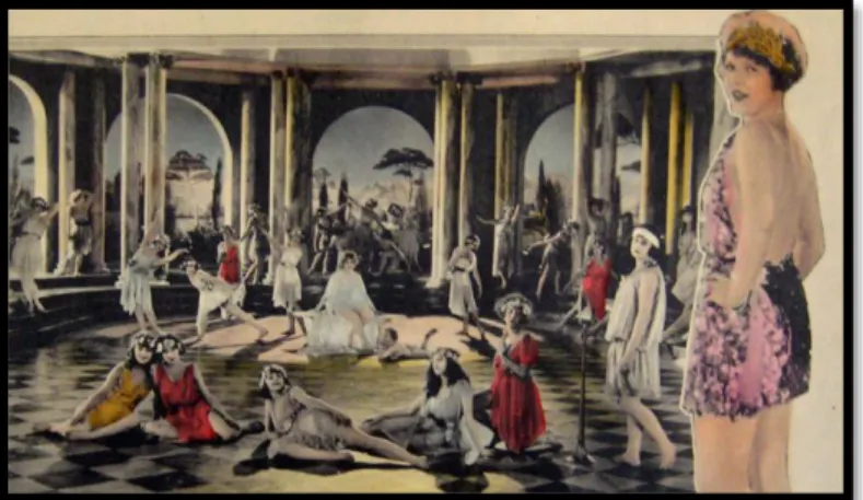 Ilustração  14  -  Cartaz  promocional  de  The Temple of Venus (1923). Repare-se  no  pormenor  de  a  imagem  incluir,  maioritariamente,  personagens  femininas, cromaticamente destacadas.