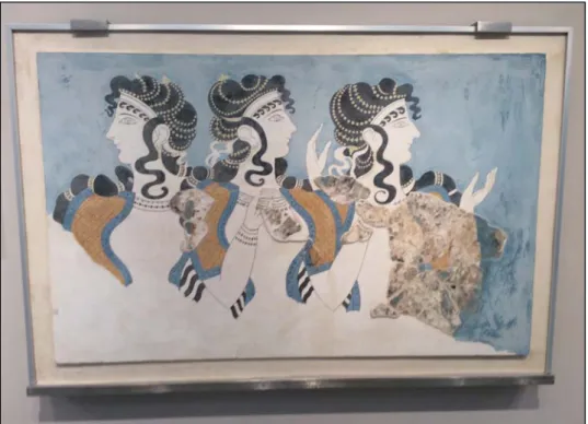 Figura 3. As Damas de Azul. Knossos, Palácio, período Neopalatial (1600- (1600-1450 BC)