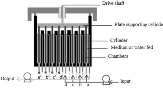 Fig. 3 - Cross- sectional view of the  concentric cylinder reactor (CCR), four rotating  1349 