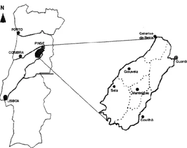 Figura 1: Localização Geográfica do Parque Natural da Serra da Estrela  Fonte: Castro (2001: 5)  